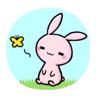 🌤 lapin, lapinou, mignon, animal, kawaii, papillon whatsapp sticker