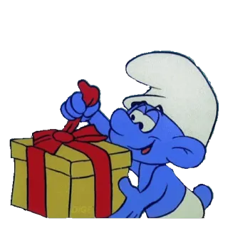 🎁 Smurf cartone animato, puffo, regalo, presente, compleanno telegram sticker