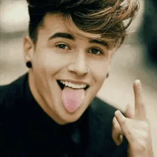 😝 person, tongue, middle finger, gesture, man, portrait telegram sticker