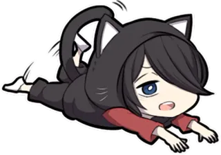 😩 Anime, Katze, Chibi, Niedlich, Cartoon, Figur, Liegend telegram sticker