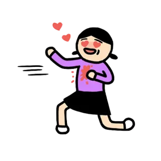 ❤ Kreskówka, Postać, Krew, Serce, Miłość telegram sticker