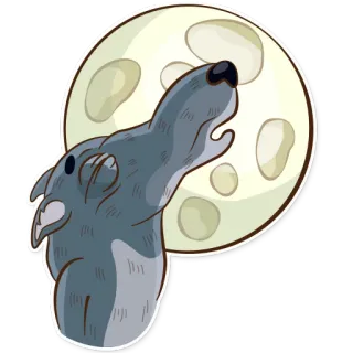 🌚 lobo, lua, uivo, animal, adesivo, noite telegram sticker