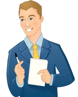 📝 dessin animé, homme, homme d'affaires, personne, costume, stylo, papier telegram sticker