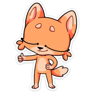 👍 renard, animal, autocollant, dessin animé, pouce levé telegram sticker