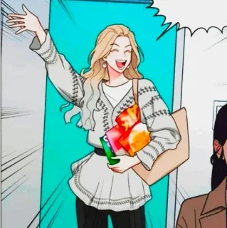 😀 женщина, приветствие, дружелюбный, машет рукой, шопинг telegram sticker