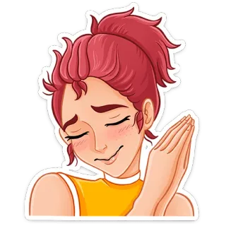 ☺️ orang, wanita, rambut merah, kartun, emosi, tidur, imut telegram sticker