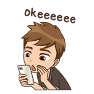 😆 okeeeeeee scioccato, cartone animato, telefono, preoccupato, sorpreso telegram sticker