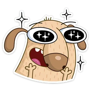 🤩 dog, cartoon, funny, sparkles, eyes telegram sticker