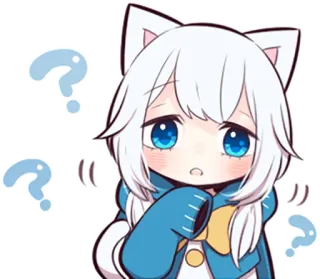 ❔ Anime, Gato, Kawaii, Fofo, Chibi, Pergunta, Incerto telegram sticker