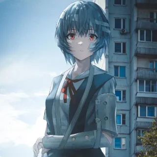 🎐 Rei Ayanami Neon Genesis Evangelion anime, rei ayanami, evangelion, bandages, anime girl, injured telegram sticker