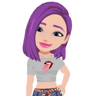 😉 hoạt hình, avatar, người, phụ nữ, tóc tím, thường ngày telegram sticker