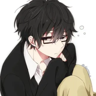 😒 Anime, Chico, Gafas, Lindo, Arte telegram sticker