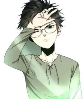 🤨 Animé, Lunettes, Garçon, Dessin animé, Personnage telegram sticker