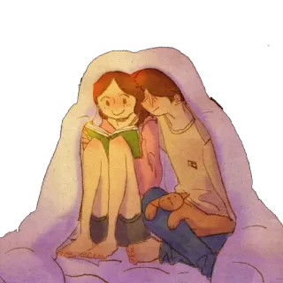 ☺️ membaca, pasangan, selimut, nyaman, buku, cinta, kebersamaan telegram sticker