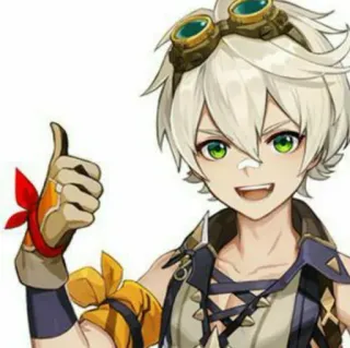 👍 Bennett Genshin Impact anime, video game, character, smile, thumbs up telegram sticker
