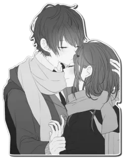 😘 casal, anime, amor, romance, afeição, cachecóis telegram sticker
