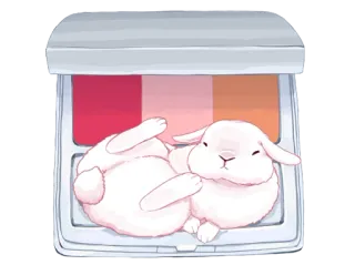 🐰 coelho, fofo, animal, maquiagem, cosméticos, ilustração telegram sticker