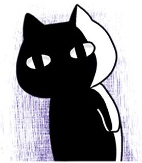 😶 chat, animal, noir et blanc, dessin animé, autocollant, mascotte whatsapp sticker