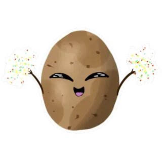 😛 土豆, 可爱, 卡哇伊, 食物, 快乐, 卡通 telegram sticker