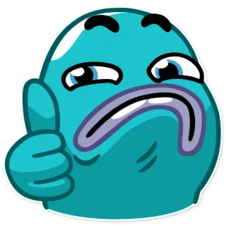 👍 emoji, thumbs up, cartoon, blue, approval telegram sticker