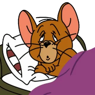 😊 Jerry Mouse Tom and Jerry desenho animado, rato, personagem, sonolento, exausto, cansado whatsapp sticker