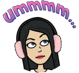 🤔 ummmm... bitmoji, cartoon, mädchen, denken, ummmm telegram sticker