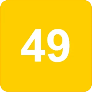 🟨 49 numero, giallo, quadrato telegram sticker