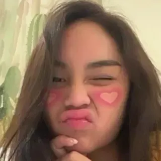 😘 Porträt, Zwinkern, Herzen, Selfie, Frau whatsapp sticker