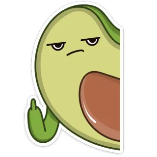 🖕 Avocado, Stinkefinger, unhöflich, Cartoon telegram sticker