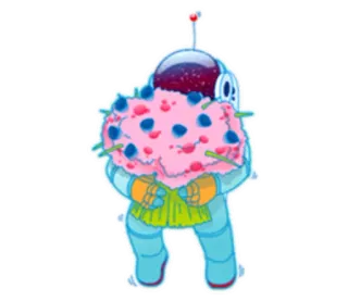 🌺 robot, space, cake, pink, blue, dessert telegram sticker