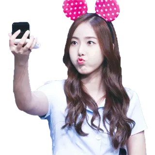 😚 donna, ragazza, selfie, ritratto, pois, orecchie, carina, bella whatsapp sticker