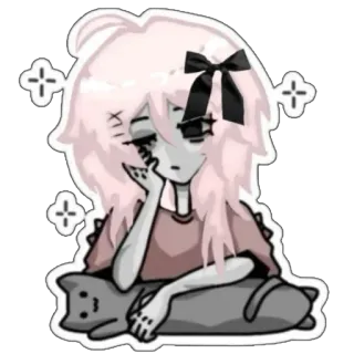 💤 อนิเมะ, ผู้หญิง, ง่วง, แมว, การ์ตูน, น่ารัก whatsapp sticker