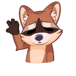 😞 Waschbär, Tier, Cartoon, winkend, süß whatsapp sticker