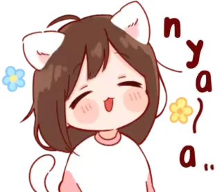 🥰 nyaa น่ารัก, แมว, เหมียว, อนิเมะ, การ์ตูน, ผู้หญิง, คาวาอิ telegram sticker