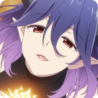 😍 Anime, Démon, Fille, Cornes, Cheveux violets telegram sticker