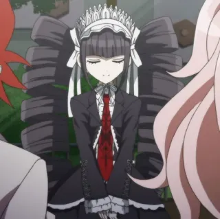 🃏 Celestia Ludenberg Danganronpa Anime, Gótico, Elegante, Vestido, Gravata vermelha telegram sticker