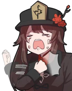 🌸 Hu Tao Genshin Impact Anime, Pianto, Triste, Ragazza, Genshin Impact, Hu Tao telegram sticker