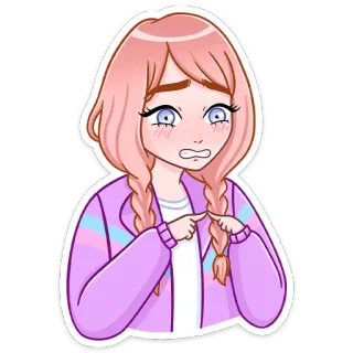 🥺 Мультфильм, Аниме, Девушка, Розовые волосы, Обеспокоенная, Милая telegram sticker