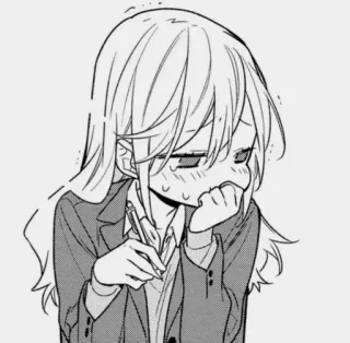 🖤 Anime, Manga, Ragazza, Penna, Uniforme scolastica, Cartone animato telegram sticker