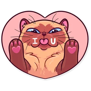 😘 I <3 U cat, heart, love, cute, animal telegram sticker
