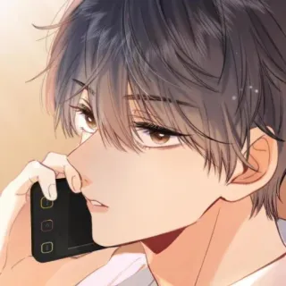 👌 Anime, Manga, Ragazzo, Ritratto, Telefono, Chiamata telegram sticker