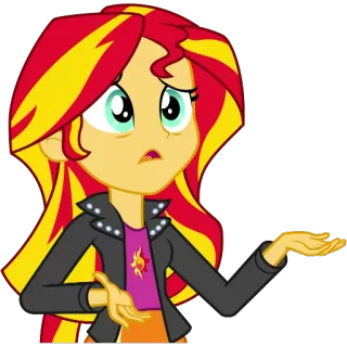 😰 Sunset Shimmer My Little Pony: Equestria Girls Sunset Shimmer, Equestria Girls, kartun, animasi, gestur, bingung, tidak yakin telegram sticker