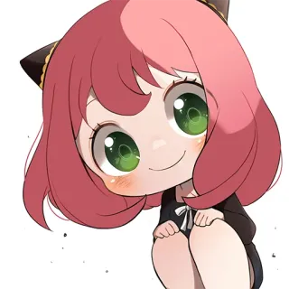 🙂 Anya Anime, Dessin animé, Mignon, Fille, Cheveux roses, Chibi, Spy x Family telegram sticker
