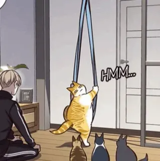 🥜 HMM... cat, swing, pondering, thoughtful, comic telegram sticker