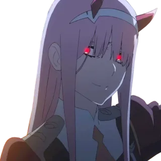 😏 Zero Two Darling in the Franxx Anime, Zero Two, Darling in the Franxx, pinke Haare, Anime Mädchen telegram sticker