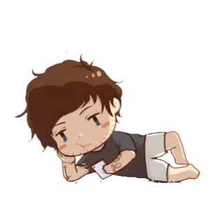 😕 chibi, laying, casual, relaxed telegram sticker