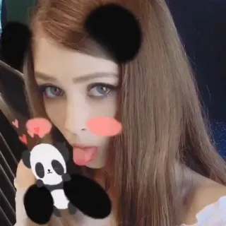 😛 Panda, Selfie, Femme, Mignon, Visage, Filtre telegram sticker