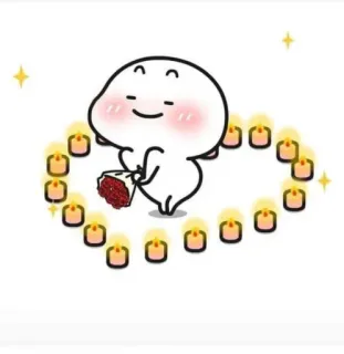 😌 Desenho animado, Fofo, Amor, Flores, Vela, Personagem telegram sticker