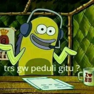 🃏 trs gw peduli gitu ? spongebob, ikan, teks, bahasa indonesia, kartun whatsapp sticker