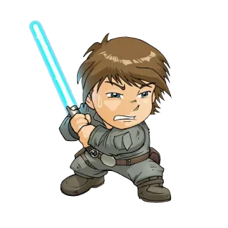 👦 Luke Skywalker Star Wars jedi, lightsaber, movie, space, cartoon telegram sticker